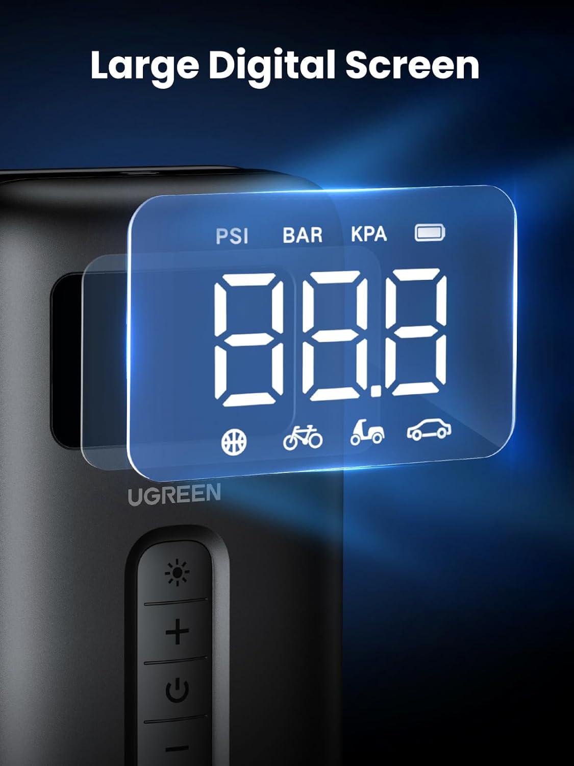 Насос автомобільний бездротовий UGREEN 150PSI з автоматичним вимкненням 2X 2500mAh Чорний (15951) - фото 9