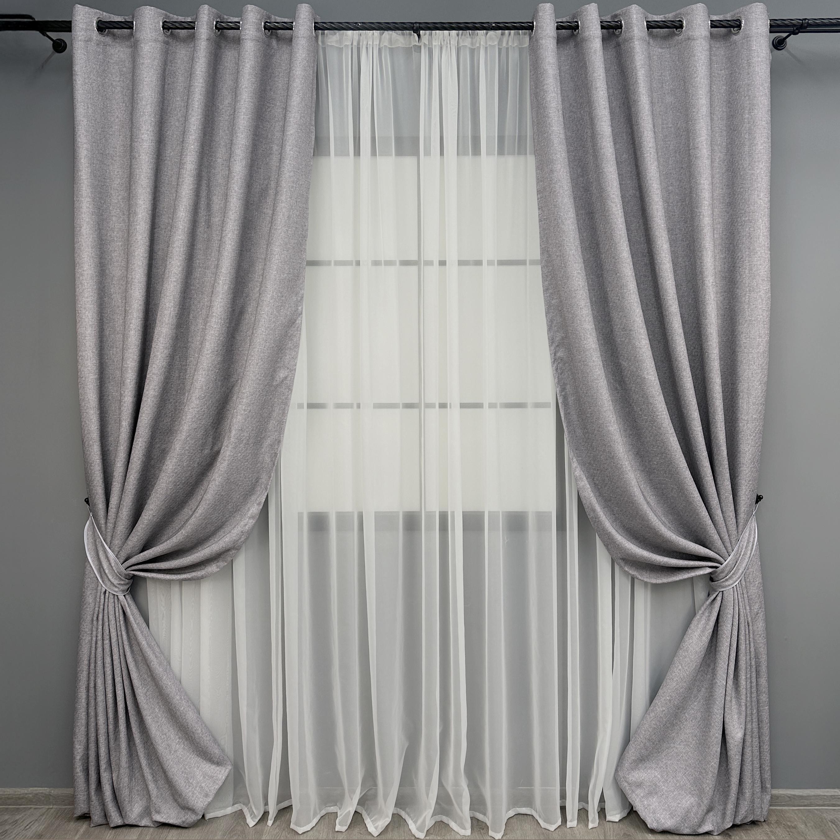 Комплект штор на люверсах VR-Textil ELEMENTA №1866ш лен 150х270 см 2 шт. Светло-серый (37-0276) Комплект штор на люверсах VR-Textil ELEMENTA №1866ш лен 150х270 см 2 шт. Светло-серый (37-0276)