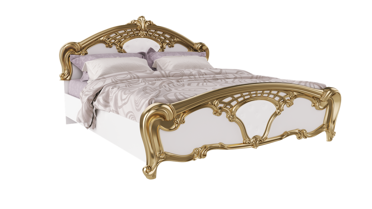 Ліжко підйомний каркас Миро-Марк Eva 1с м'якою вставкою 80х200 см Глянсовий білий/Золотий