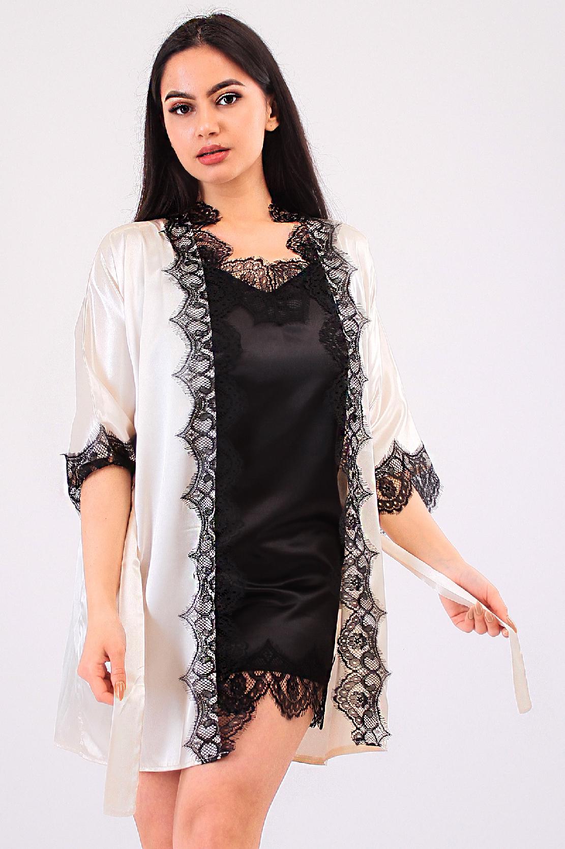 Домашній костюм Ghazel 17111-57 Мілада р. 46 Кремовий/Чорний (5643846)