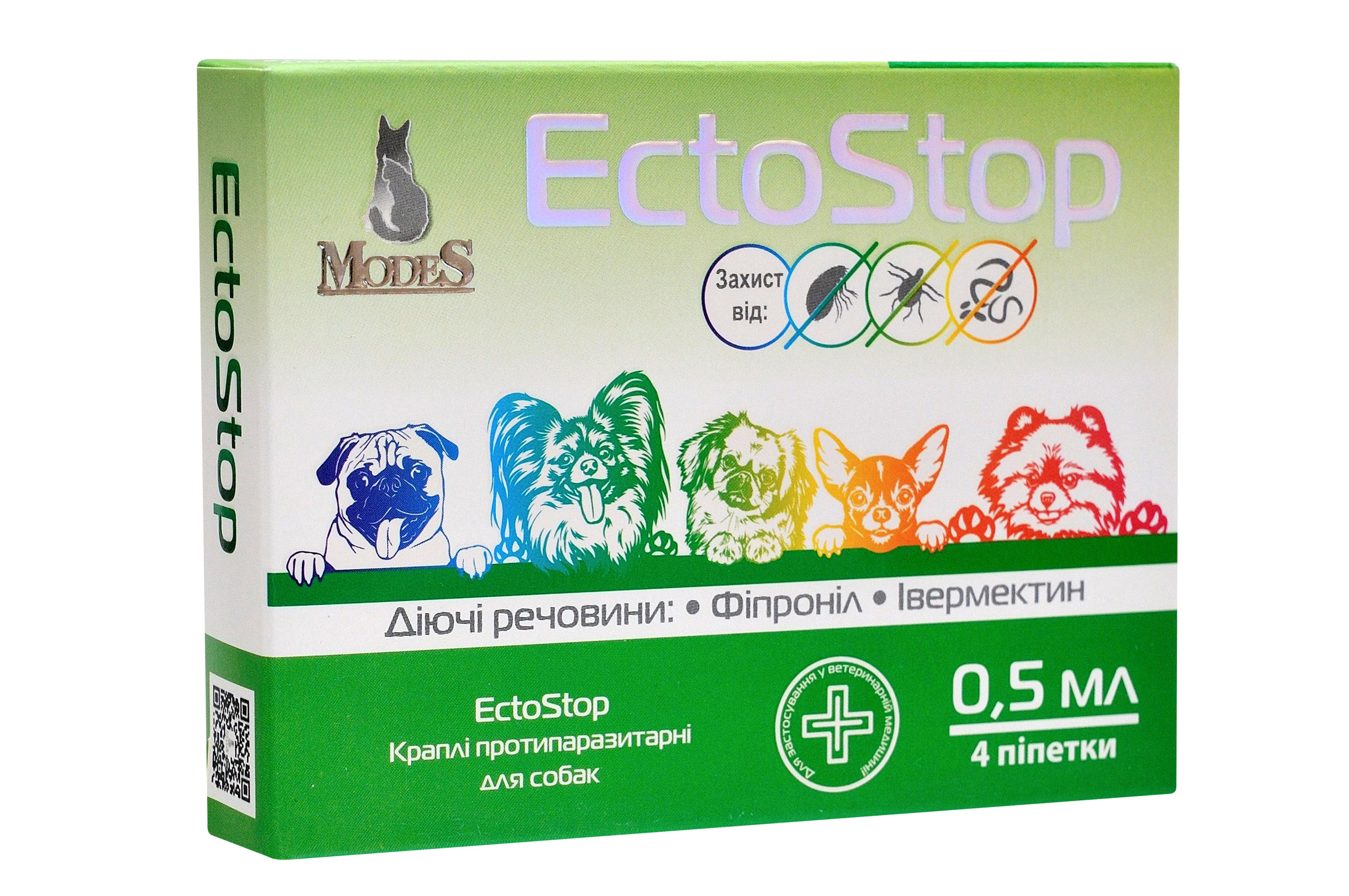 Краплі протипаразитарні ModeS ЕктоСтоп для собак до 4 кг 0,5 мл (27841650)