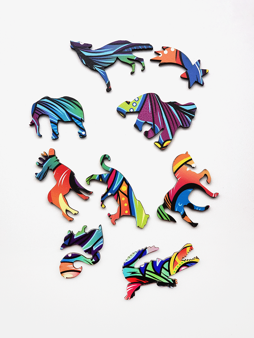 Пазл деревянный Павлин элементы в форме животных 53,8х29,6 см 184 шт. (1526084661) - фото 8