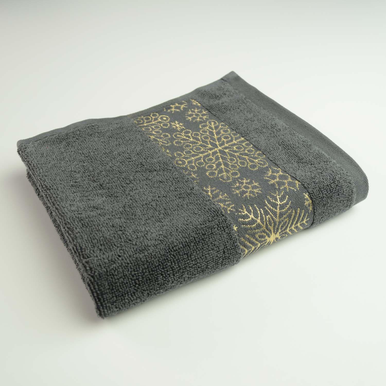 Рушник махровий GM Textile Merry Christmas Сніг 40х70 см Темно-сірий (500-70-mk-s-dgrey) - фото 1