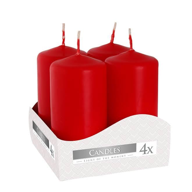 Комплект красных свечек Bispol Цилиндр 4х8 см. (4 шт.) 27370