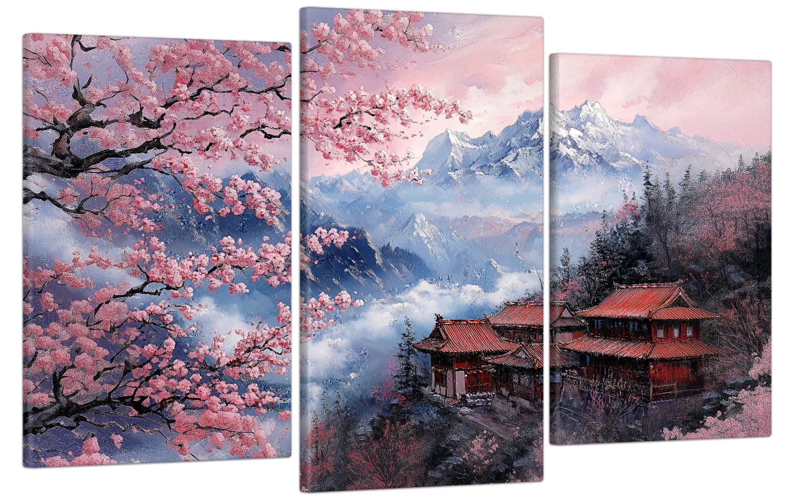 Картина на полотні МАКО дім серед сакур 53x100 см (MK30530)