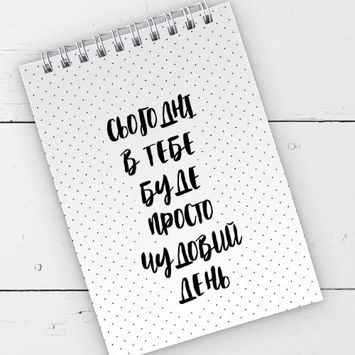 Блокнот на пружині "Сьогодні в тебе буде просто чудовий день" 9,5х14 см (BL6_19D057)