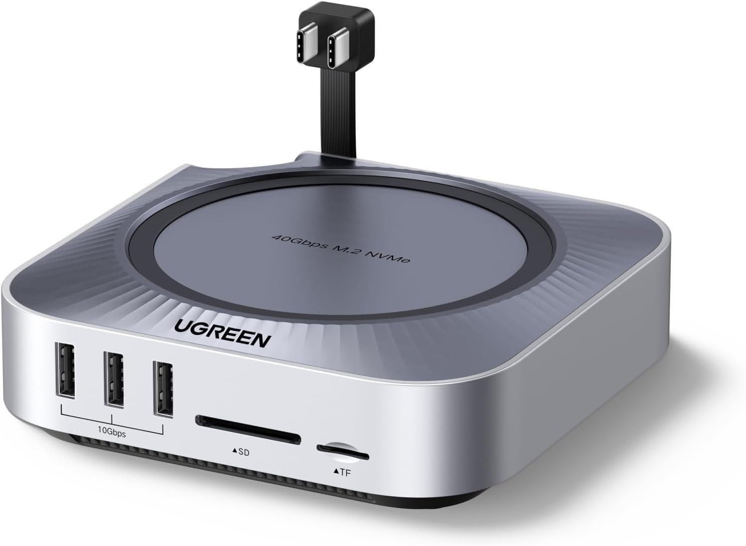 Док-станция UGREEN CM887 для Mac Mini M4/M4 Pro два порта Type-C на M.2 NVMe SSD 40 Gbps HDMI 8K Pro Grey (95503A)