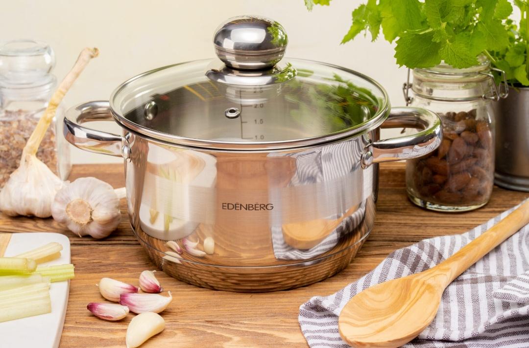 Каструля з кришкою Edenberg EB-3004 з індукційним дном 2,6 л 18x10,5 см - фото 4 Каструля з кришкою Edenberg EB-3004 з індукційним дном 2,6 л 18x10,5 см - фото 4
