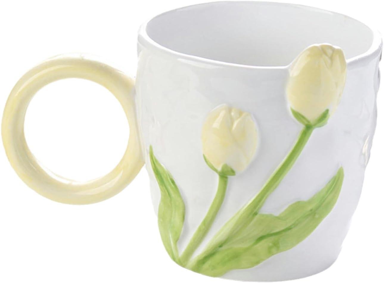 Чашка керамическая Галант-Тюльпан с лепкой 470 мл Желтый (OS-8030-390Y)