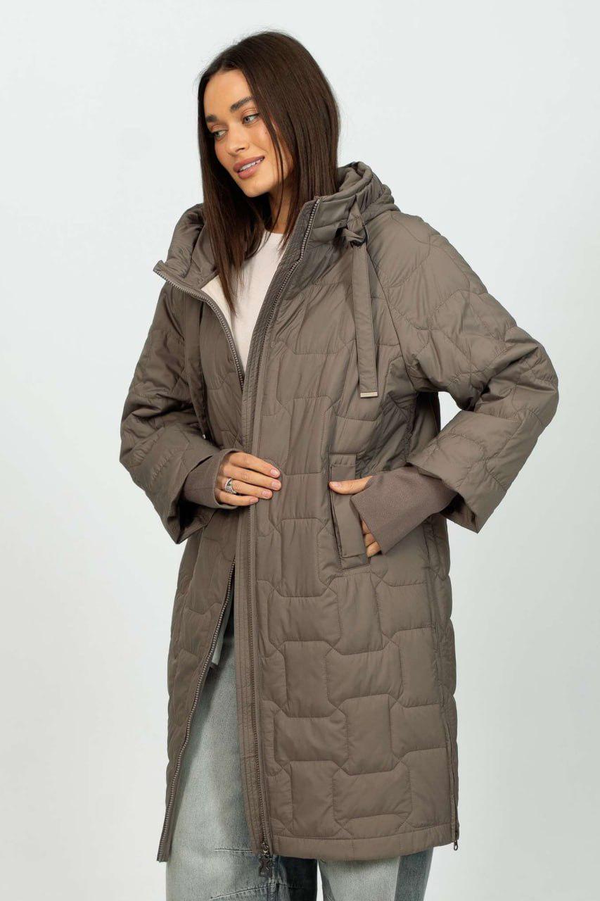 Пальто-реглан жіноче на флісі великих розмірів р. 52 Мокко (33304710)