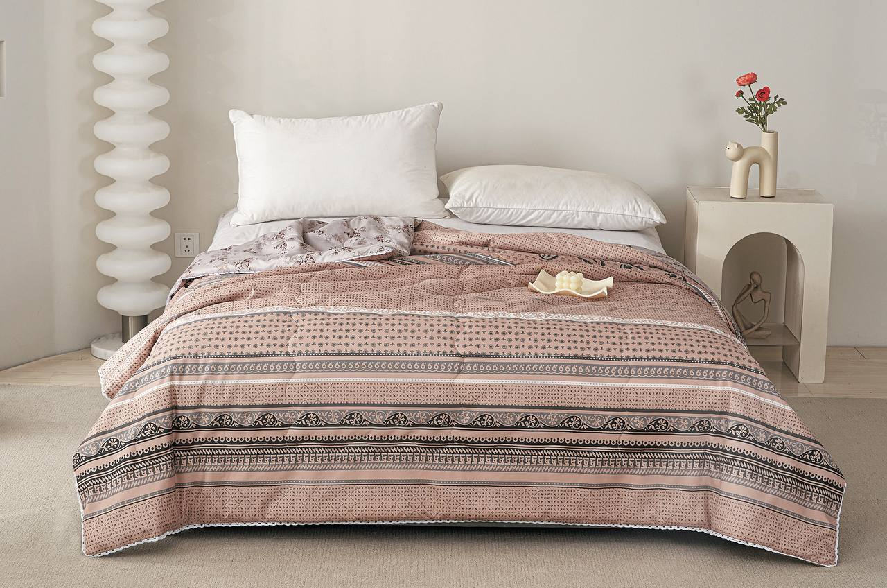 Ковдра в стилі романсу з візерунками 200х230 см Рожевий із сірим