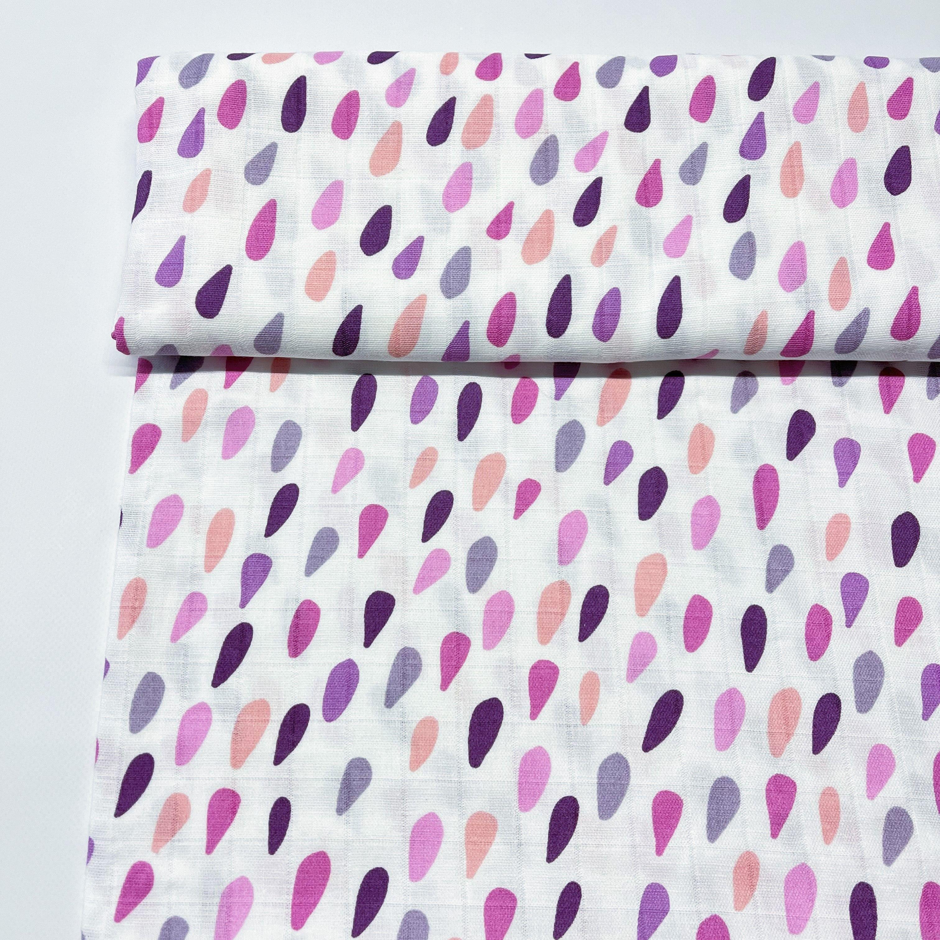 Ткань муслин двухслойный Капли 160 см Фиолетовый (104072/2)