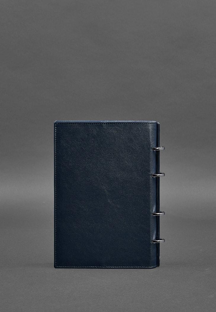 Блокнот кожаный Софт-бук 9.0 на кольцах с твердой обложкой Синий (A-026823) - фото 3