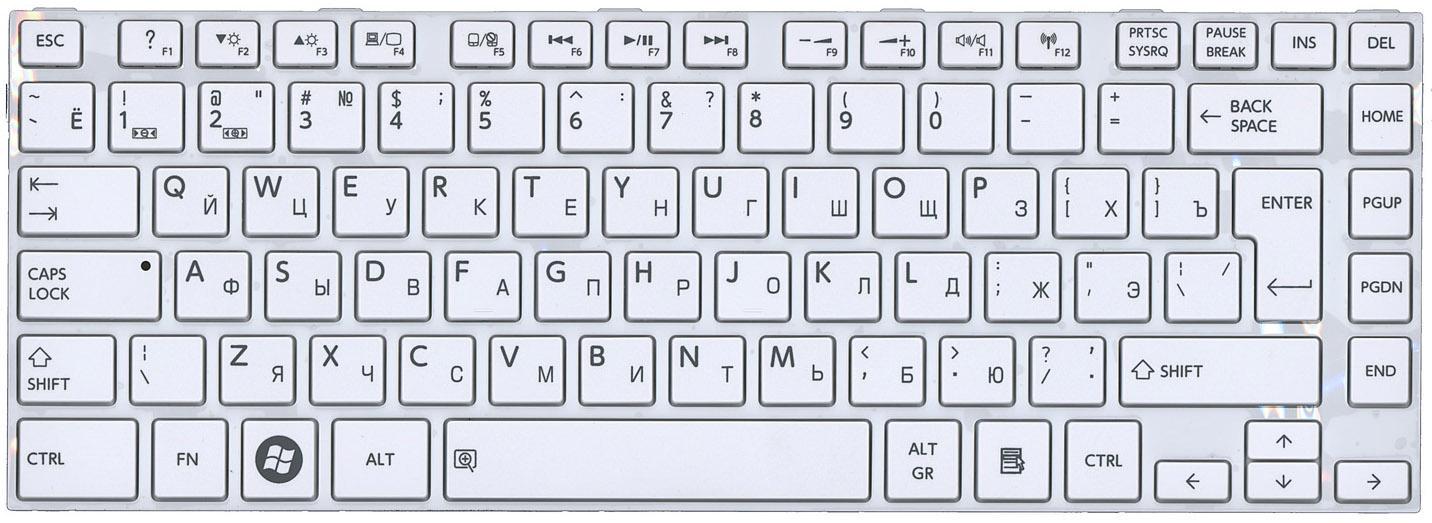 Клавиатура для ноутбука Toshiba Satellite L800/L830 White Frame White Клавиатура для ноутбука Toshiba Satellite L800/L830 White Frame White