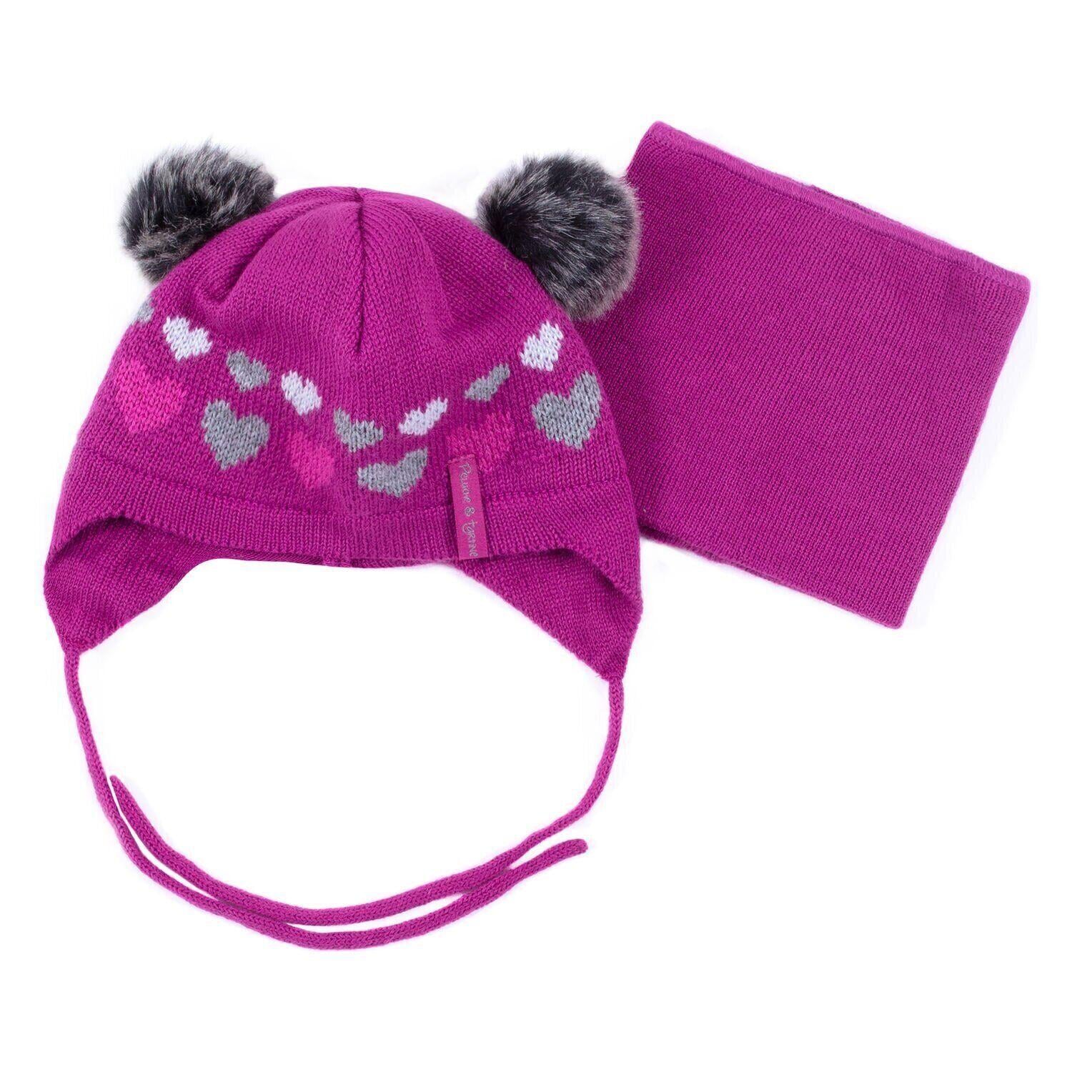 Шапка с баффом вязаные для девочки Peluche&Tartine F19ACC02BF зимние 46-48 см Фиолетовый (F19ACC02BF-Batonrouge-12/24m)