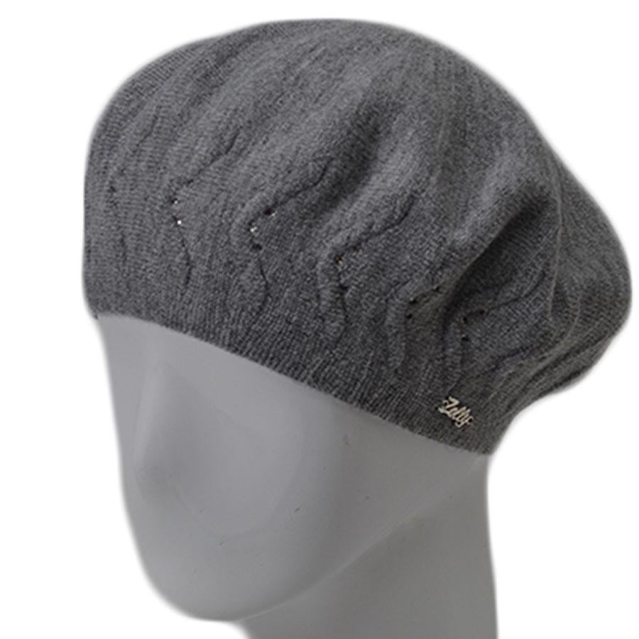 Берет женский Zolly ZH187 двойной тонкой вязки с стразами Серый