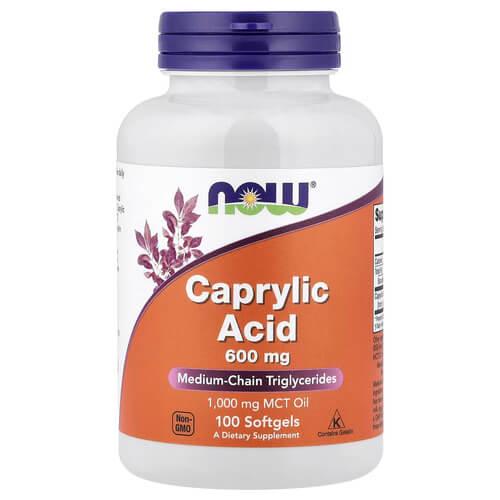 Каприловая кислота NOW Caprylic Acid 600 мг 100 Softgels (NOW-03347)