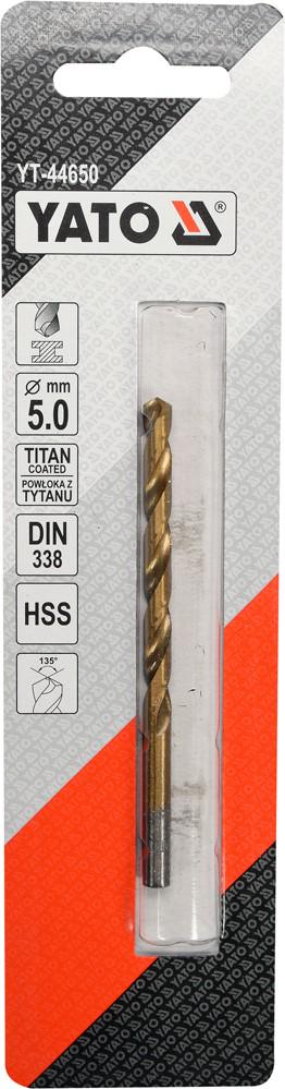 Сверло по металлу YATO HSS-TiN 5.0x86мм YT-44650 Сверло по металлу YATO HSS-TiN 5.0x86мм YT-44650