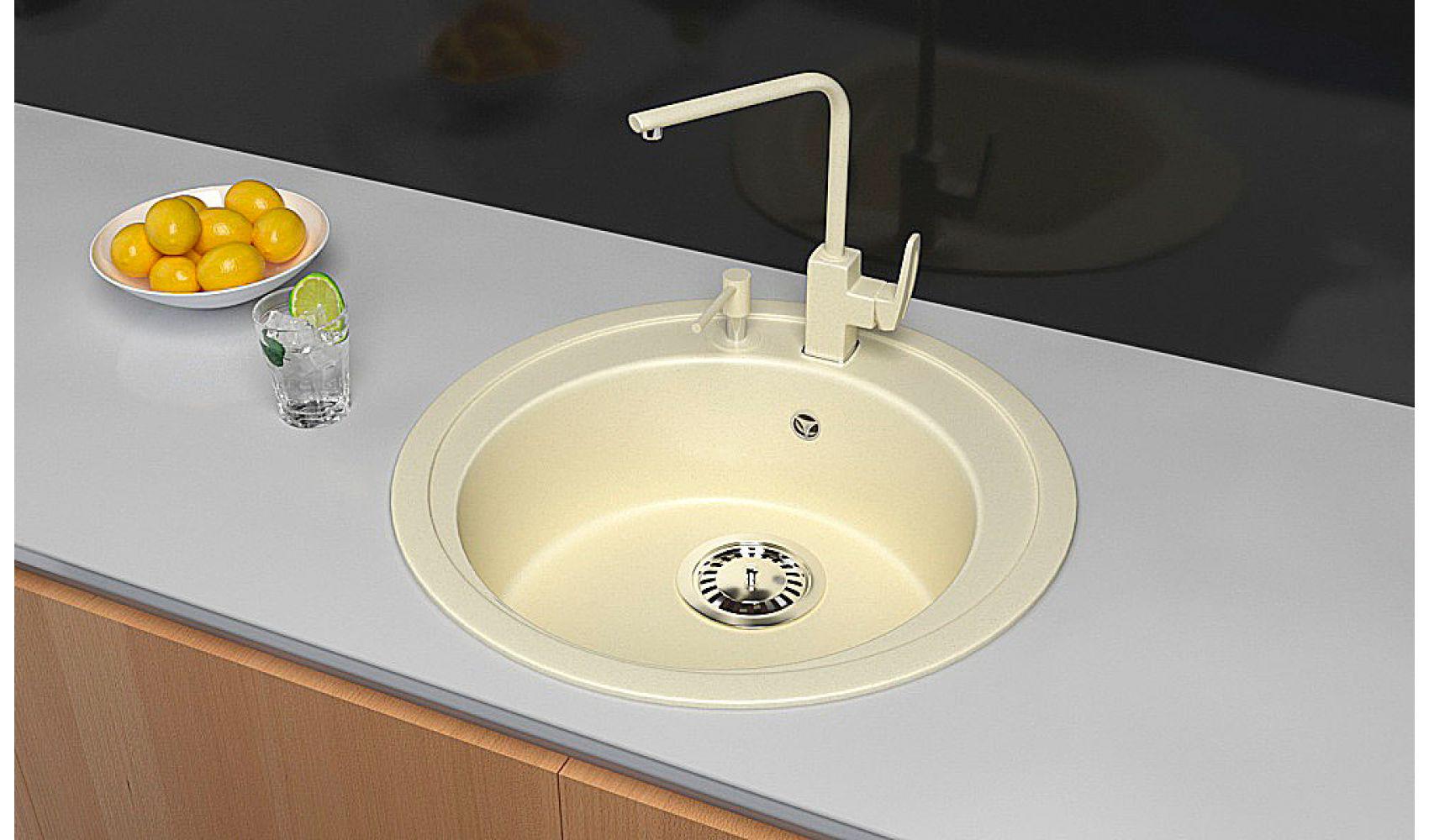 Кухонна мийка Lexona Blansh гранітна з краном Бежевий - фото 2