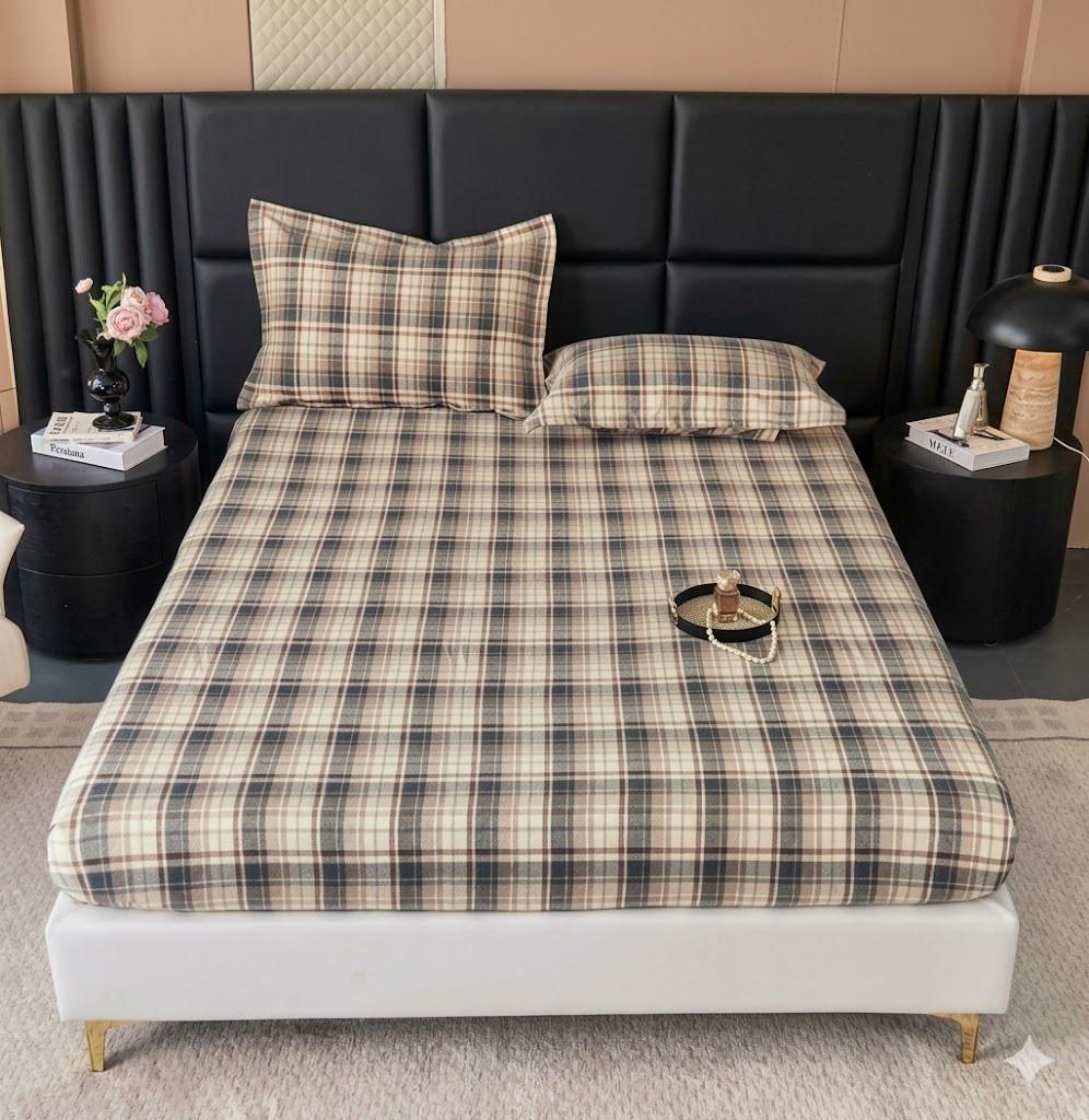 Набір простирадло на резинці Colorful Home 180x200 см/25 см і 2 наволочкі 50x70 см полікоттон Клітинка
