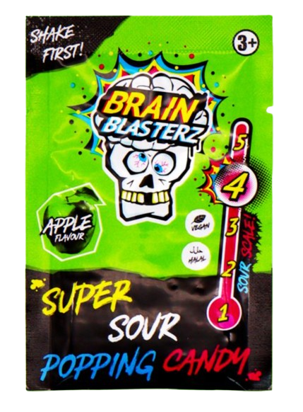 Цукерки кислі Brain Blasterz Super Sour Popping Candy Apple 10 г (2484828588)