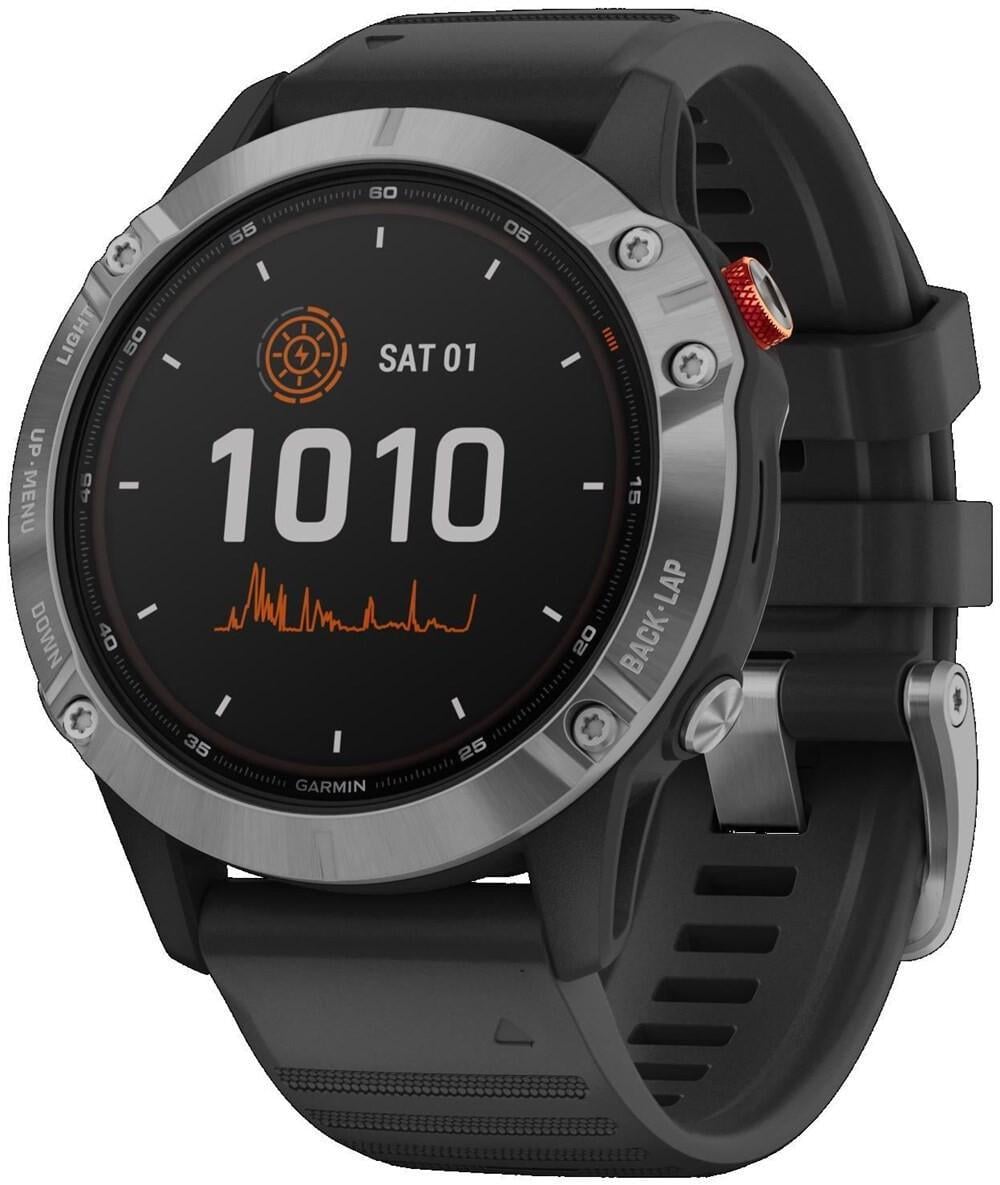 Смарт-годинник Garmin Fenix 6 Solar Silver With/Black Band (010-02410-00)