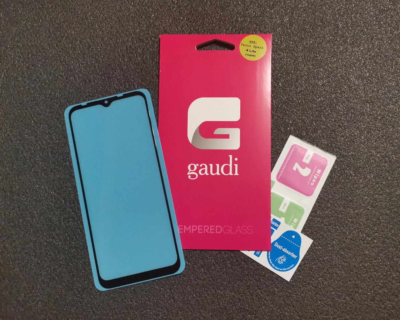 Защитное стекло Gaudi для Tecno Pop 4 Full Glue 2,5 D 0,3 мм Черный