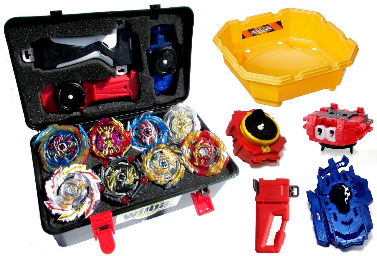 Набор Бейблейд SB Бокс Серия 6 Сезон 8 Бейблейдов/5 Запускачей/2 Лаунчера/Кейс/Арена 38 см
