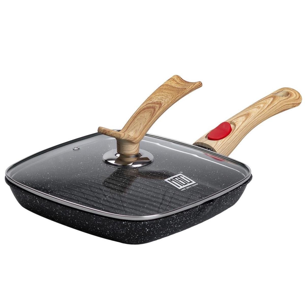 Сковорода-гриль MGC з антипригарним покриттям та знімною ручкою 24 см Чорний (HP-4-461B)