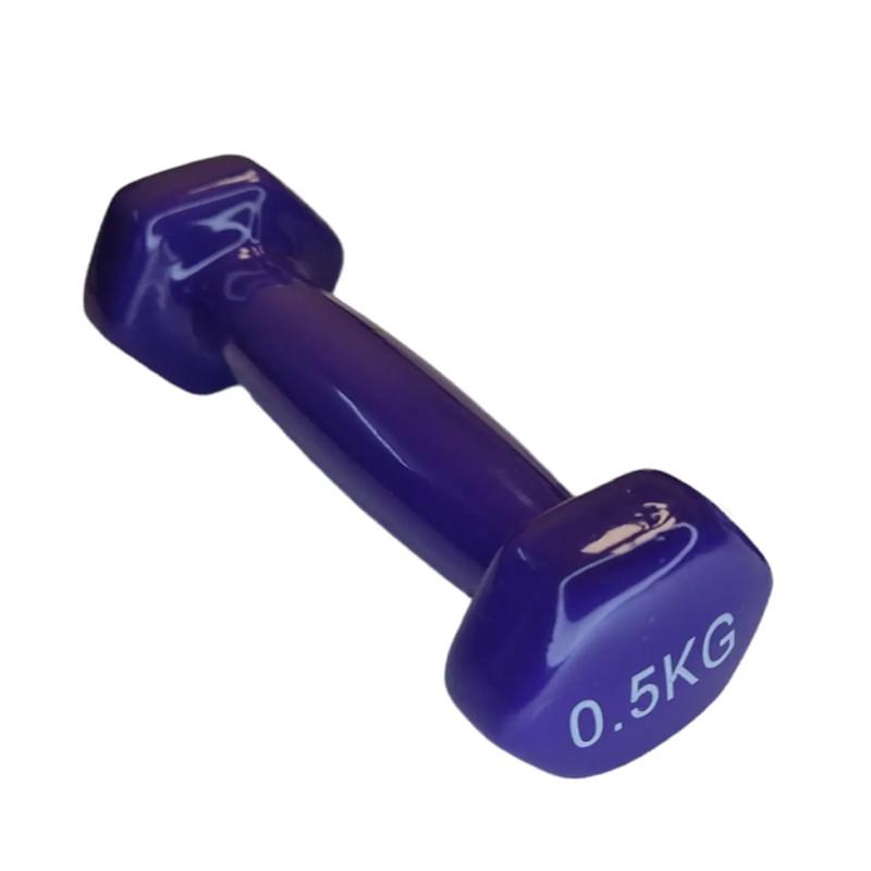 Гантель с виниловым покрытием Feel Fit 1 шт. 0,5 кг Фиолетовый - фото 1