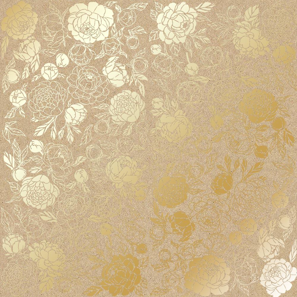 Лист паперу односторонній Golden Peony Passion із фольгуванням 30,5х30,5 см Kraft