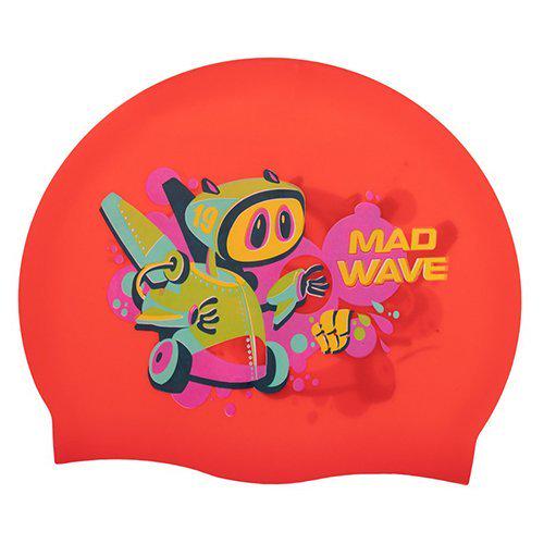 Шапочка для плавания Mad Wave детская Junior Mad Bot M057915 Красный (60444165)
