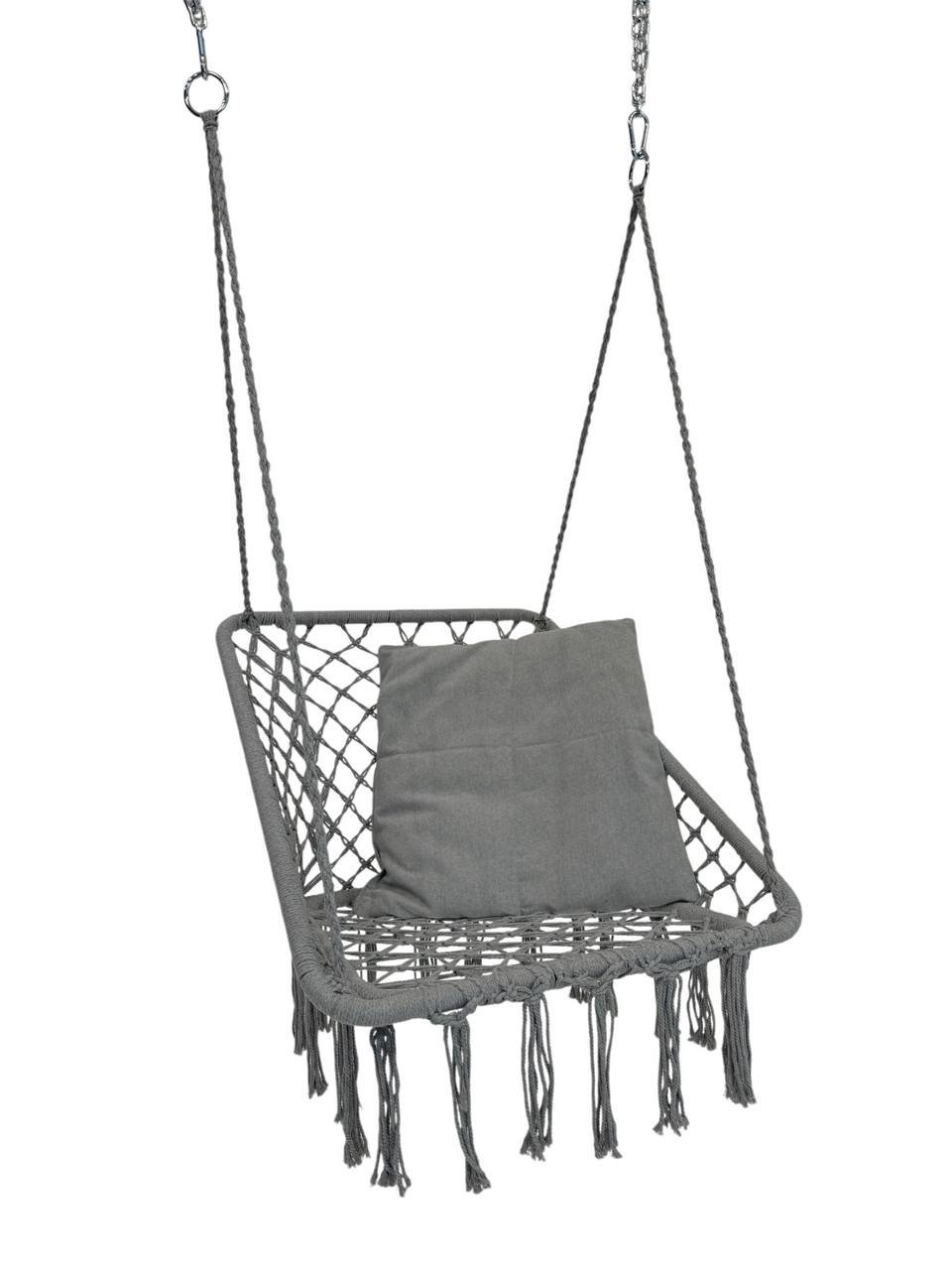 Кресло-качели подвесные WCG Плетеная квадратная с мягкой подушкой Графитовый (2689017147) - фото 2