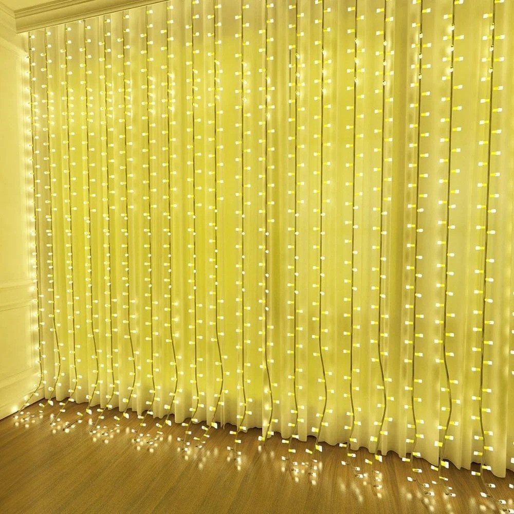 Светодиодная гирлянда LTL Штора Сurtain 6х3 м 900 LED 220V Теплое свечение