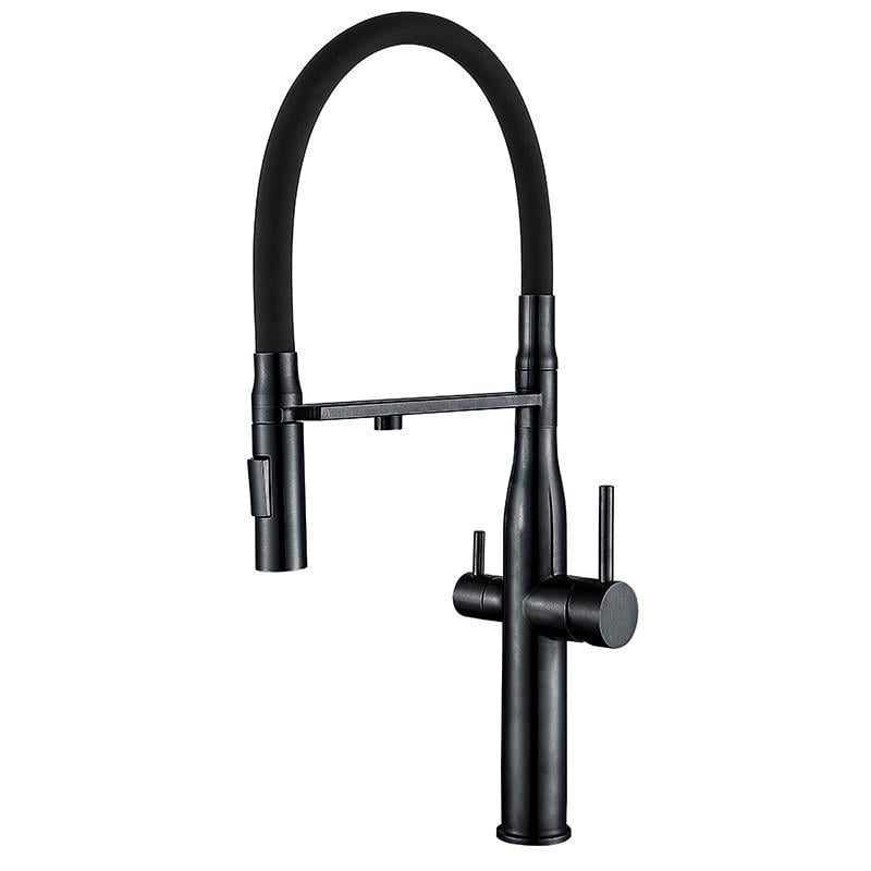 Змішувач для кухні на дві води MIXXUS VTM-021 REFL.Black з гнучким виливом Black (MI6089)