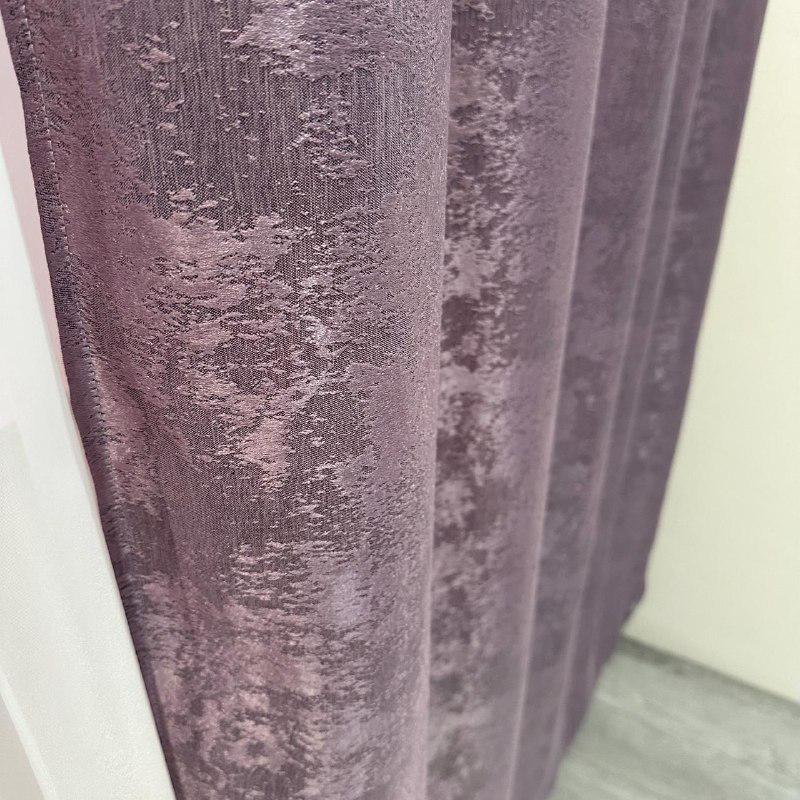 Шторы жаккардовые с мраморным узором среднее затемнение 1,5x2,7 м 2 шт. Фиолетовый (К1039-24) - фото 3