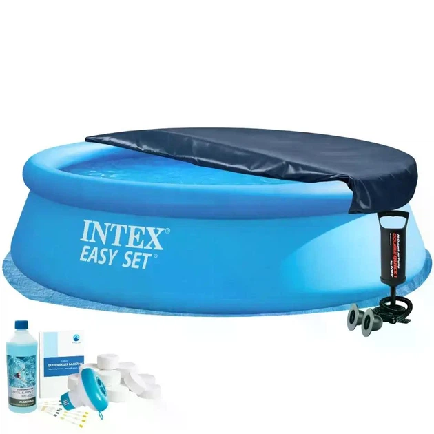 Бассейн надувной круглый Intex Easy Set 28130 366х76 см с насосом/тентом/химией Синий (147-9-28130-6)