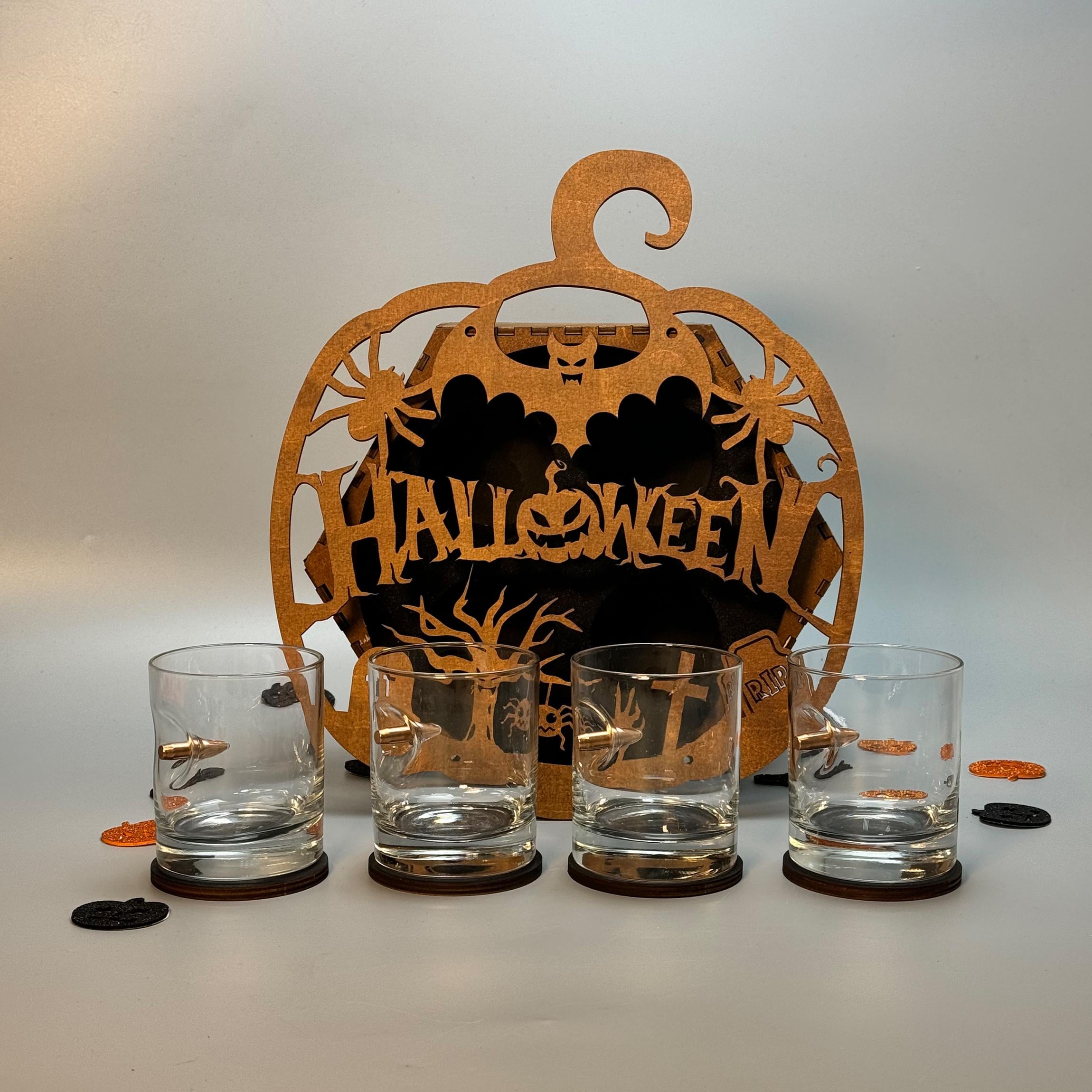 Подарочный набор стаканов для виски VSKLO с настоящим шаром Halloween