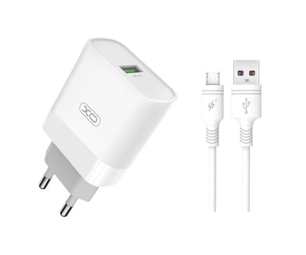 Устройство сетевое зарядное XO L63 USB 2,4 A QC3.0 Micro 1 м Белый