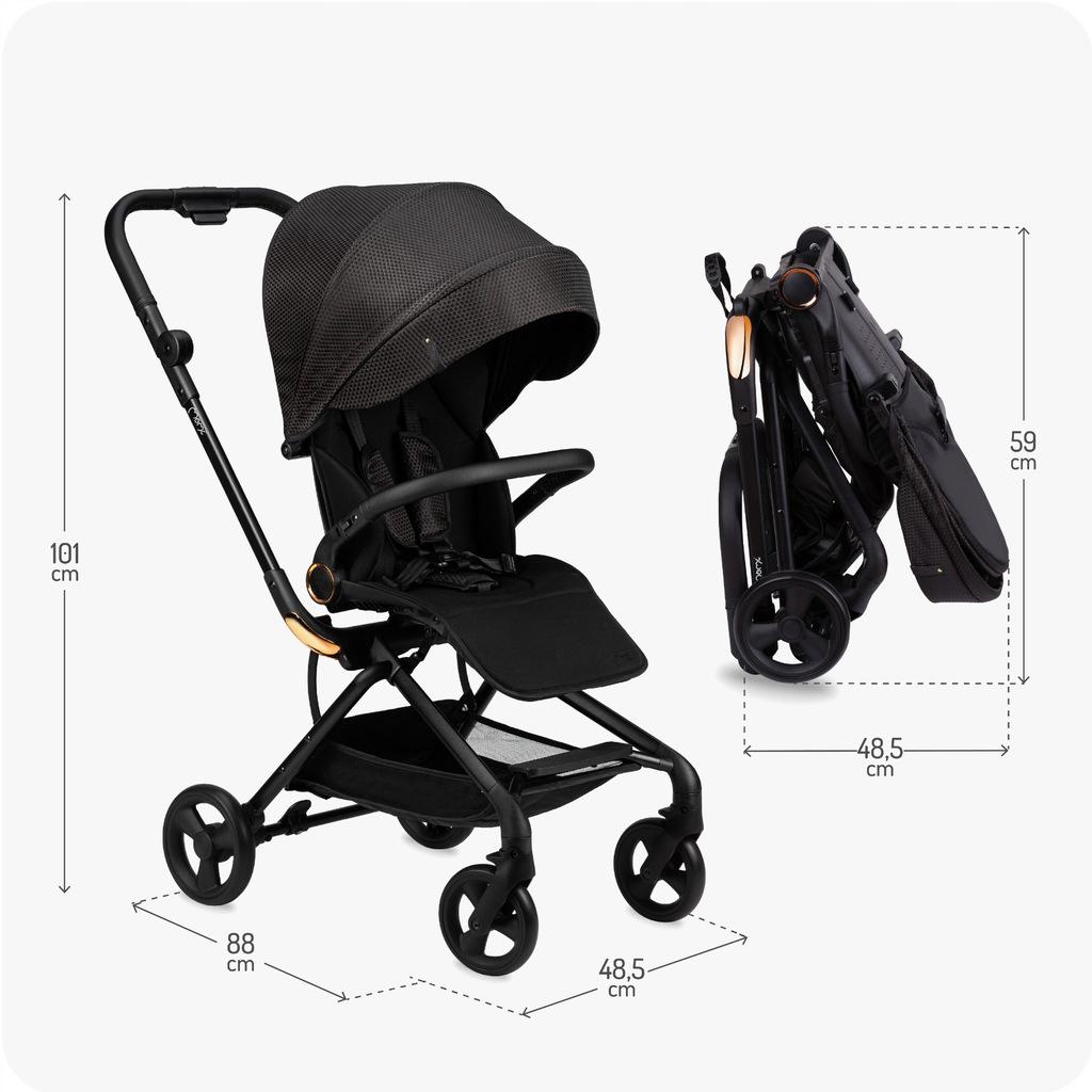 Коляска прогулянкова MoMi Adelle складна з регульованою спинкою та з поворотним на 360° сидінням Gold (WOSP00035) - фото 3
