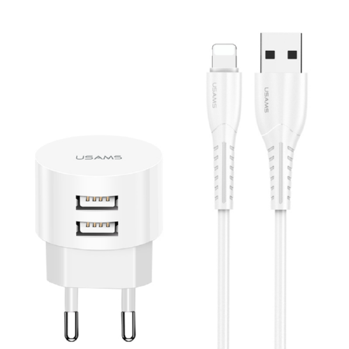 Зарядний пристрій Usams Travel Charging Kit Sing-Tu T20 Dual USB Round Travel + U35 Type-C cable 2 USB 2,1 A (544773)