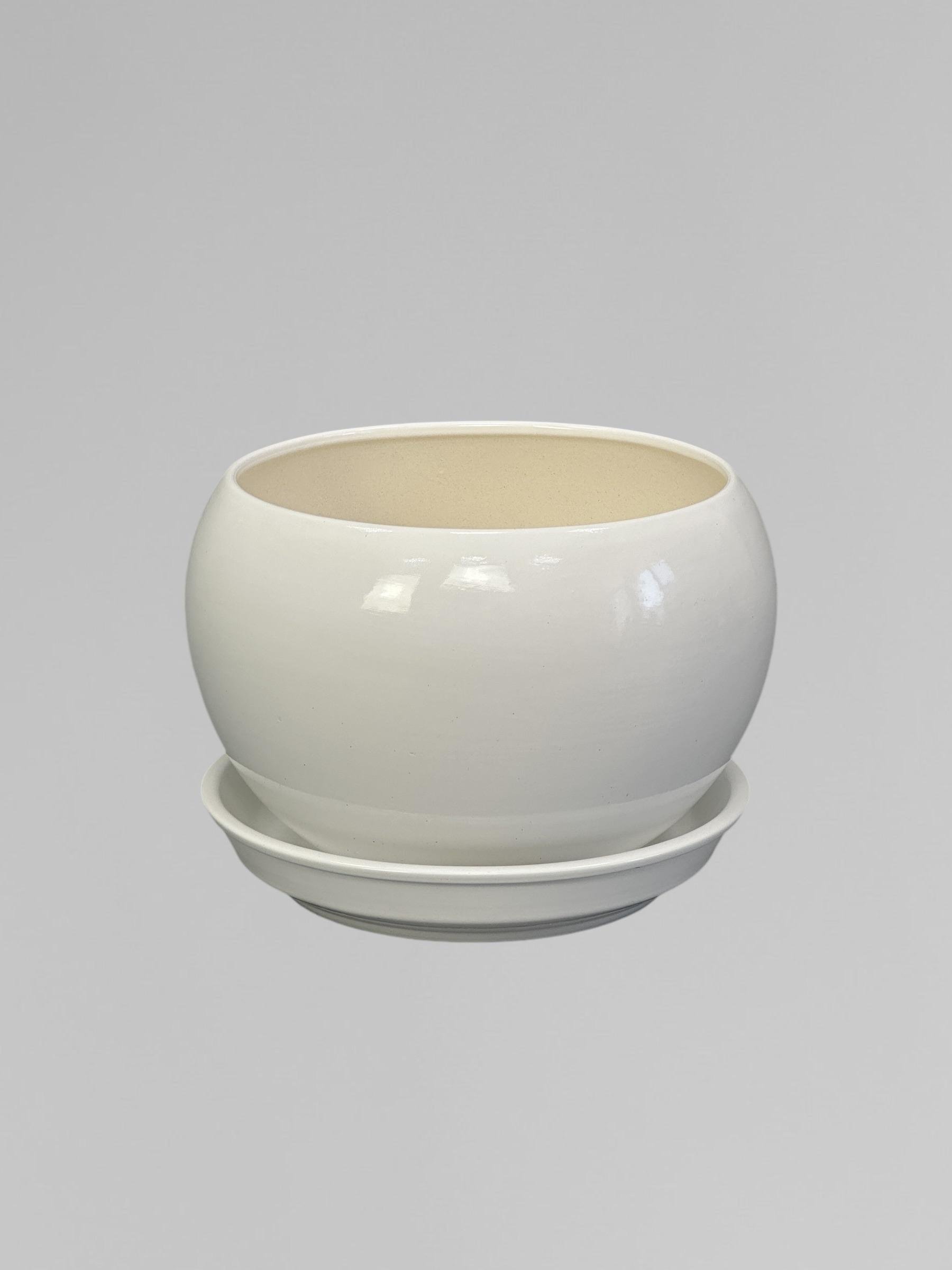 Горщик для квітів керамічний Куля глянець 1,4 л Білий (Г01003)