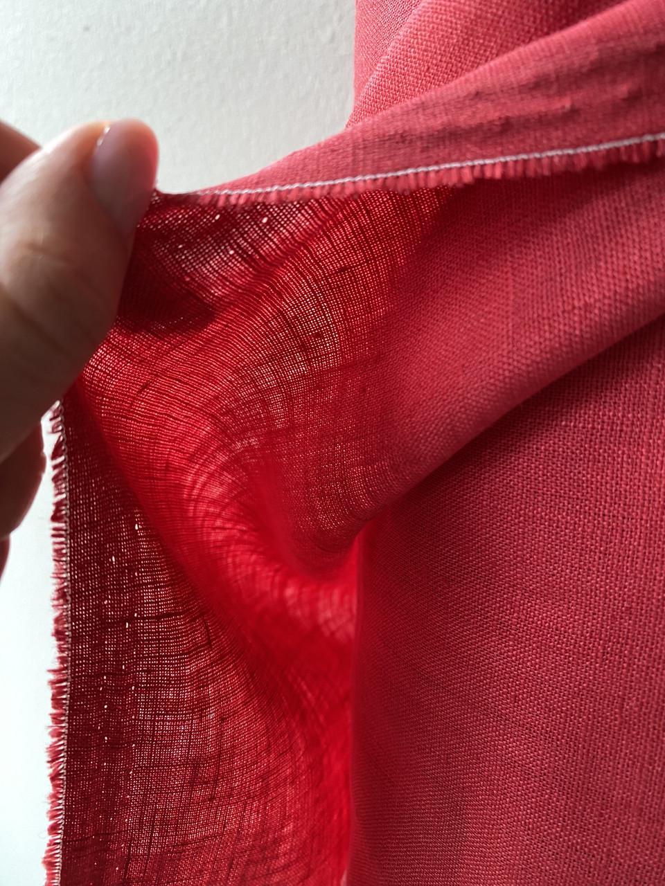 Ткань рубашечно-платьевая LINEN PLUS 100% лен 143 см 1427 Красный - фото 3