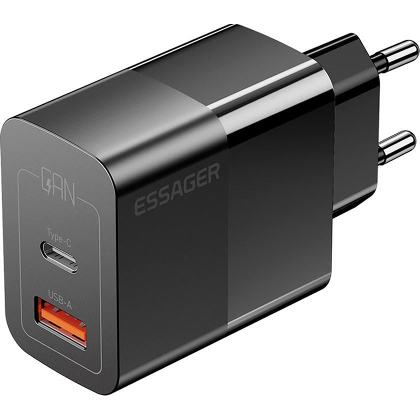 Зарядное устройство Essager Pinchen 33W Travel Phone Charger USB A TYPE C EU Black (ECTAC-PCB01-P) Зарядное устройство Essager Pinchen 33W Travel Phone Charger USB A TYPE C EU Black (ECTAC-PCB01-P)