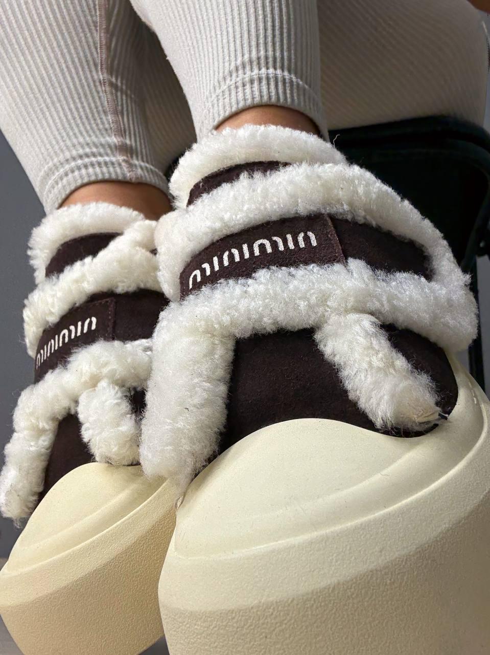 Кеди жіночі Hengji 15-6 з хутром та опушкою на липучці р. 41 Коричневий (5326) - фото 6