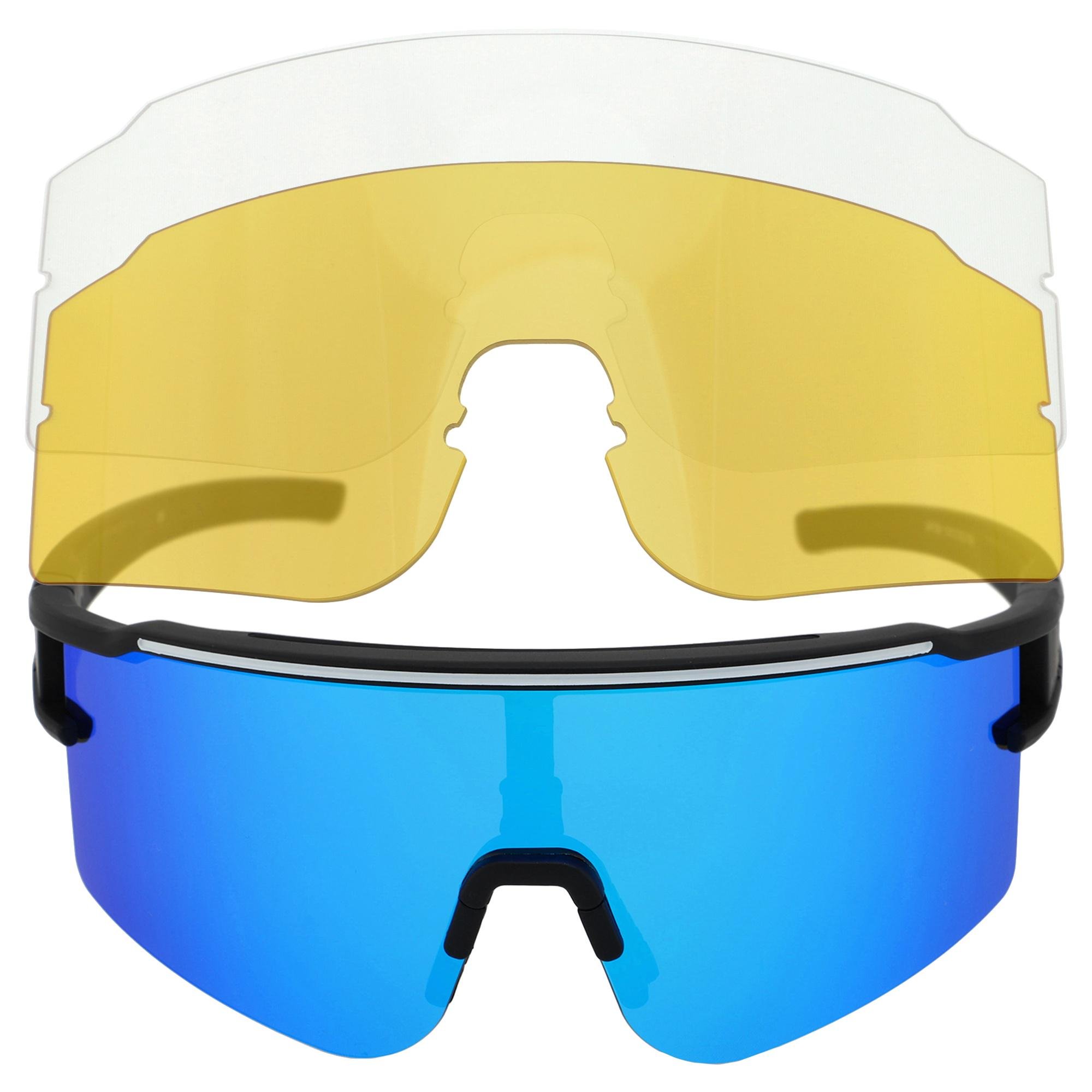 Очки спортивные солнцезащитные JHUA зеркальные Черный/Синий (JH-136-2)