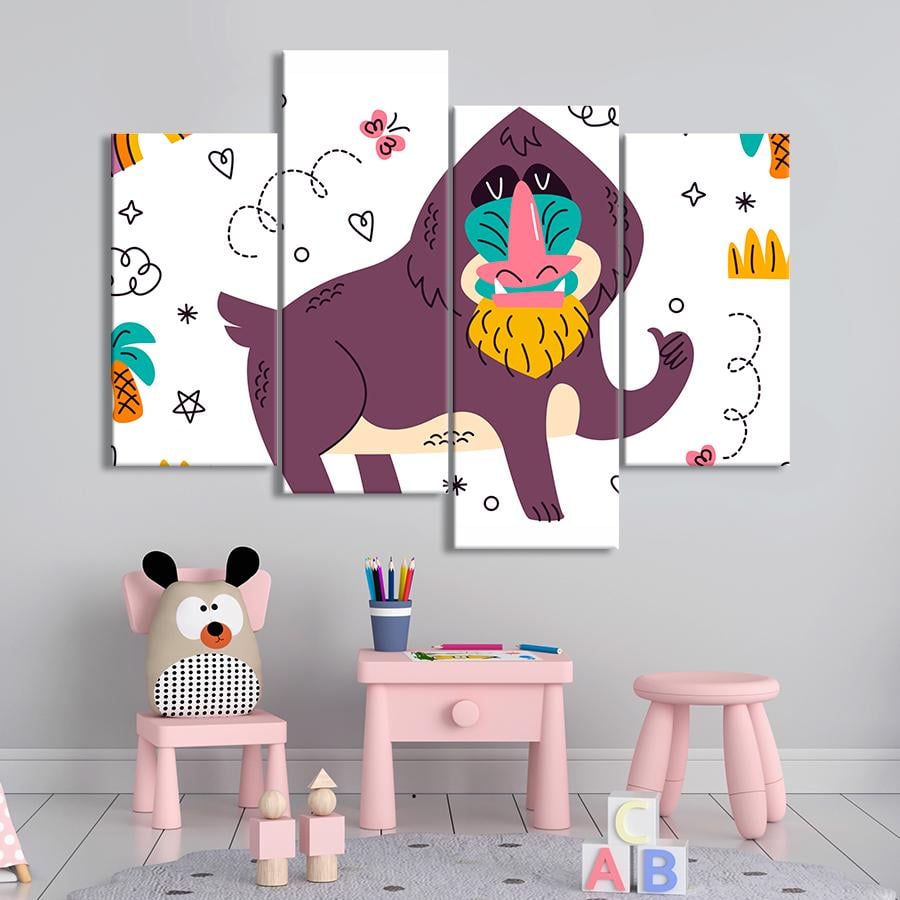 Картина в детскую комнату Красивый африканский бабуин 89x56 см (A1387-4)