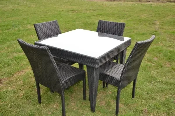 Комплект садових меблів Мокко Міні на металевому каркасі зі штучного ротанга стіл/4 стільці Чорний (CNT00008748)