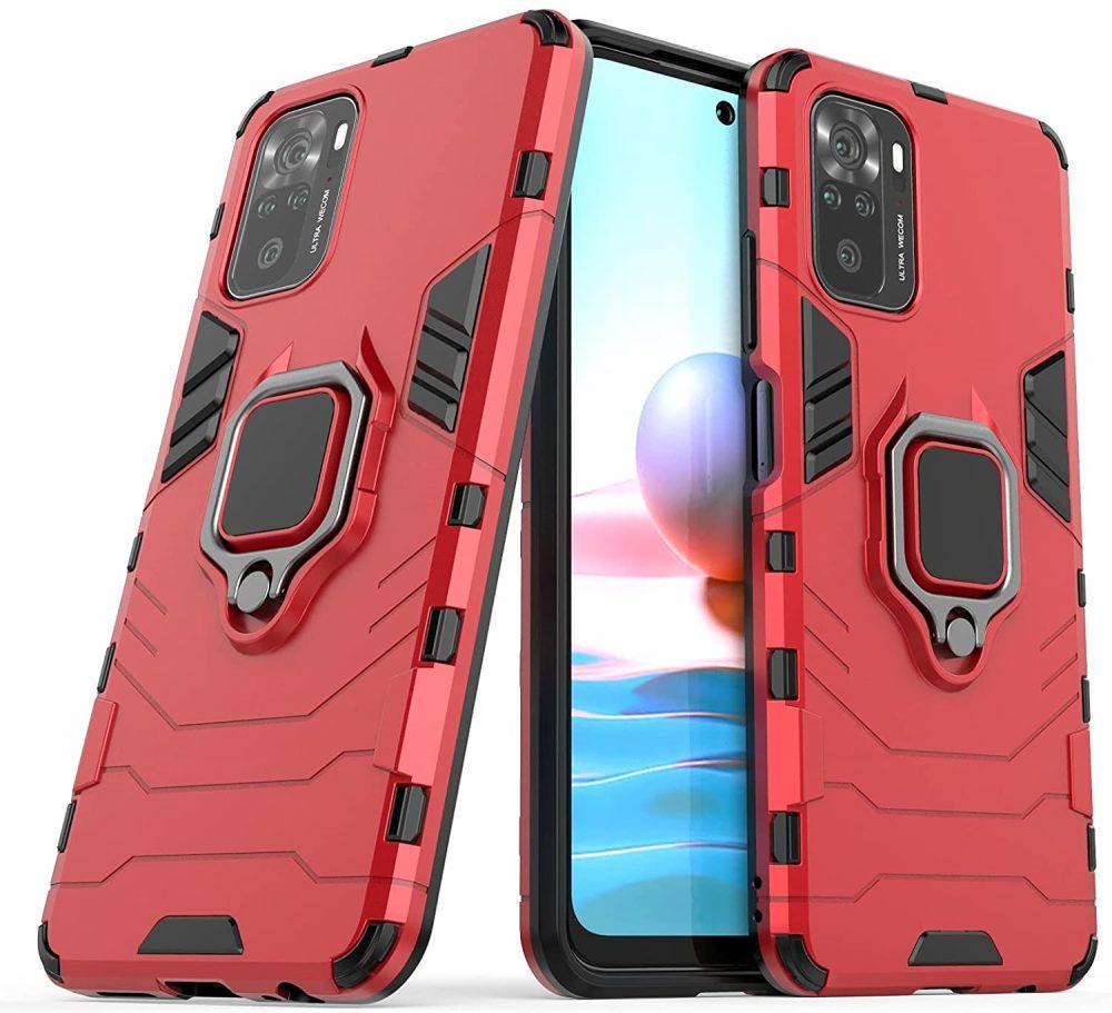 Противоударный чехол Xiaomi Redmi Note 10 (подставка кольцо) Red (21814-2D)