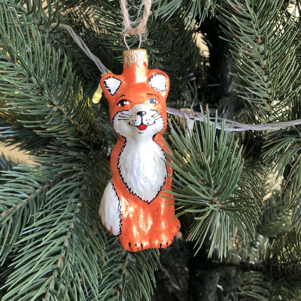 Игрушка елочная стеклянная Лисичка